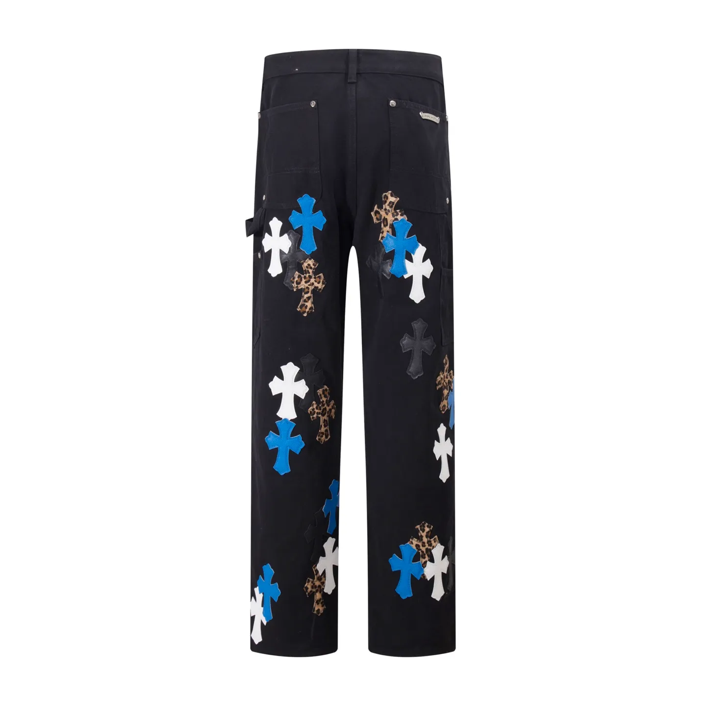 P260 Style number: H33 Croxin & 𝐂𝐡𝐫𝐨𝐦𝐞 𝐇𝐞𝐚𝐫𝐭 ss25 black white and blue leopard print leather denim workwear logging pants. Styles with different washed textures are very friendly to people with thin legs. The slightly flared version perfectly modifies the leg shape. The timeless and moderate length makes it easy to match and match. It is the basis for various styles and is a must-have in your wardrobe! The fabric is stiff but also makes the upper body soft without losing texture. The washing process is even more perfect. It is a must-have item for everyone! ! ! Washed wheat, hang tag, pants label, three labels complete Color: black Size: 28-30-32-34-36